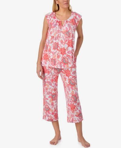 Ellen Tracy Women's Scoop Neck Top & Cropped Pajama Pants, 2-Piece Set