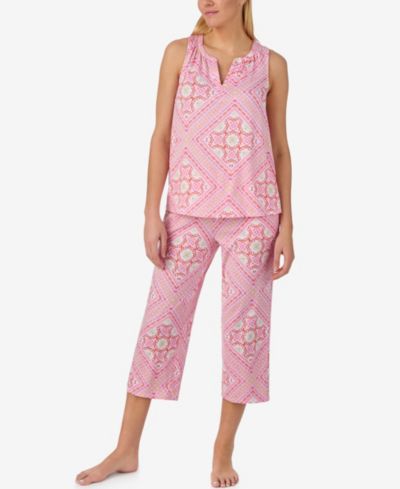 Ellen Tracy Women's Sleeveless Top & Cropped Pajama Pants, 2-Piece Set
