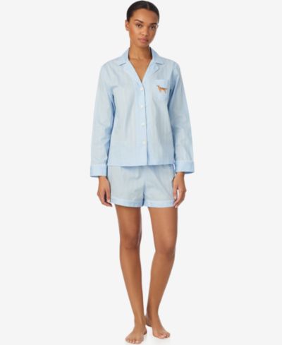 Комплект из топа с воротником и шорт для пижамы Lauren Ralph Lauren для женщин