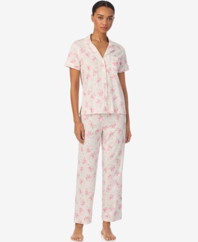 Женский комплект из топа с коротким рукавом и пижамных брюк Ankle-Length от Lauren Ralph Lauren