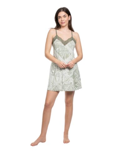 Linea Donatella Women's V-Neck Lace Detail Chemise