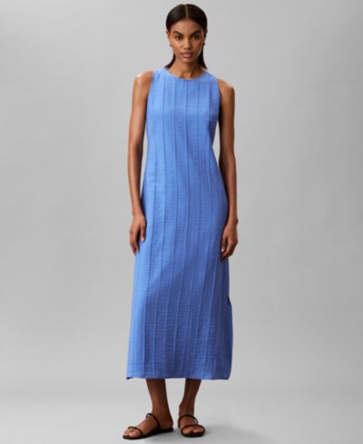 Calvin Klein Women's Sleeveless Crew-Neck Long Shift Dress