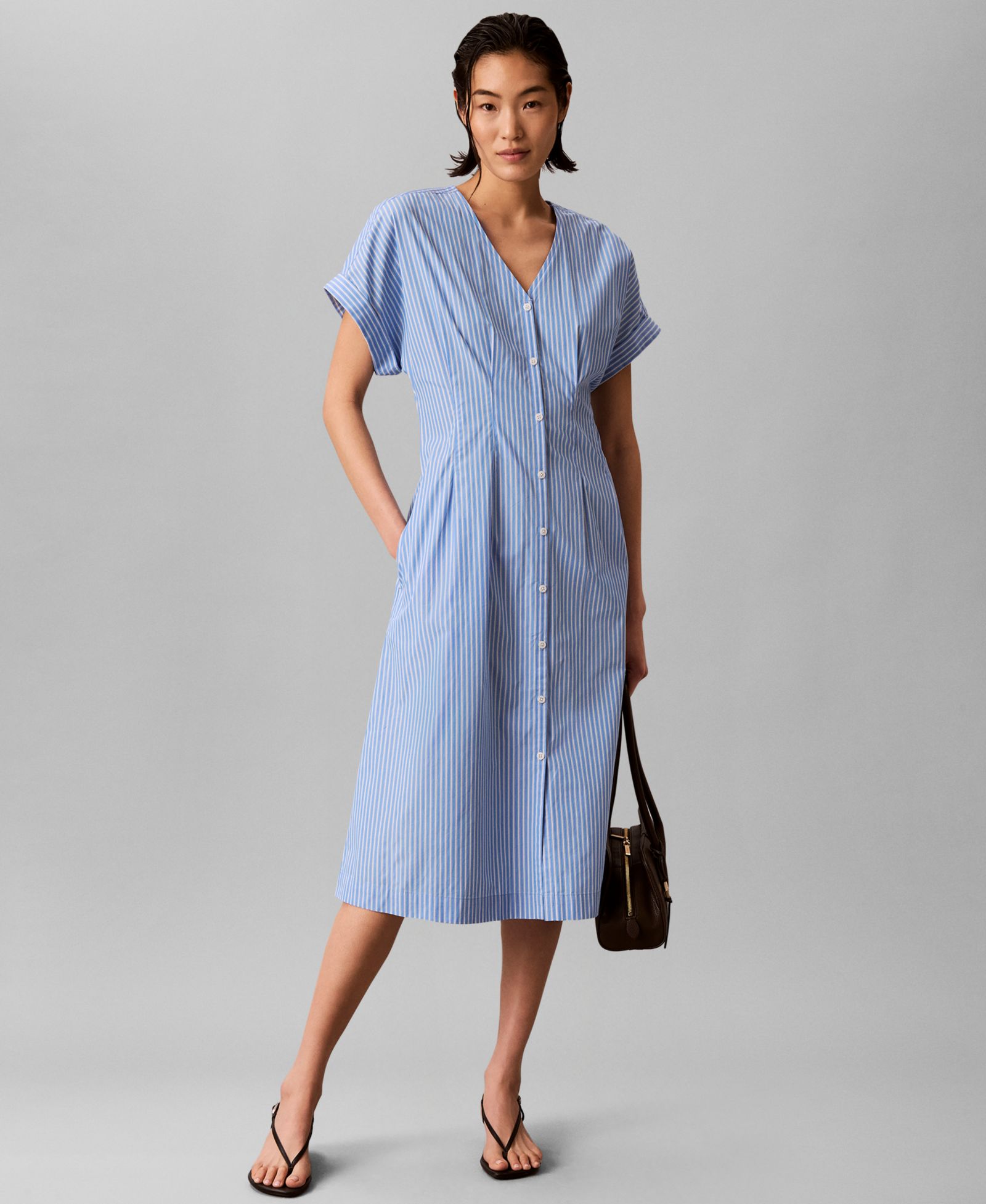 Calvin Klein Women's Short-Sleeve V-Neck Shirt Dress