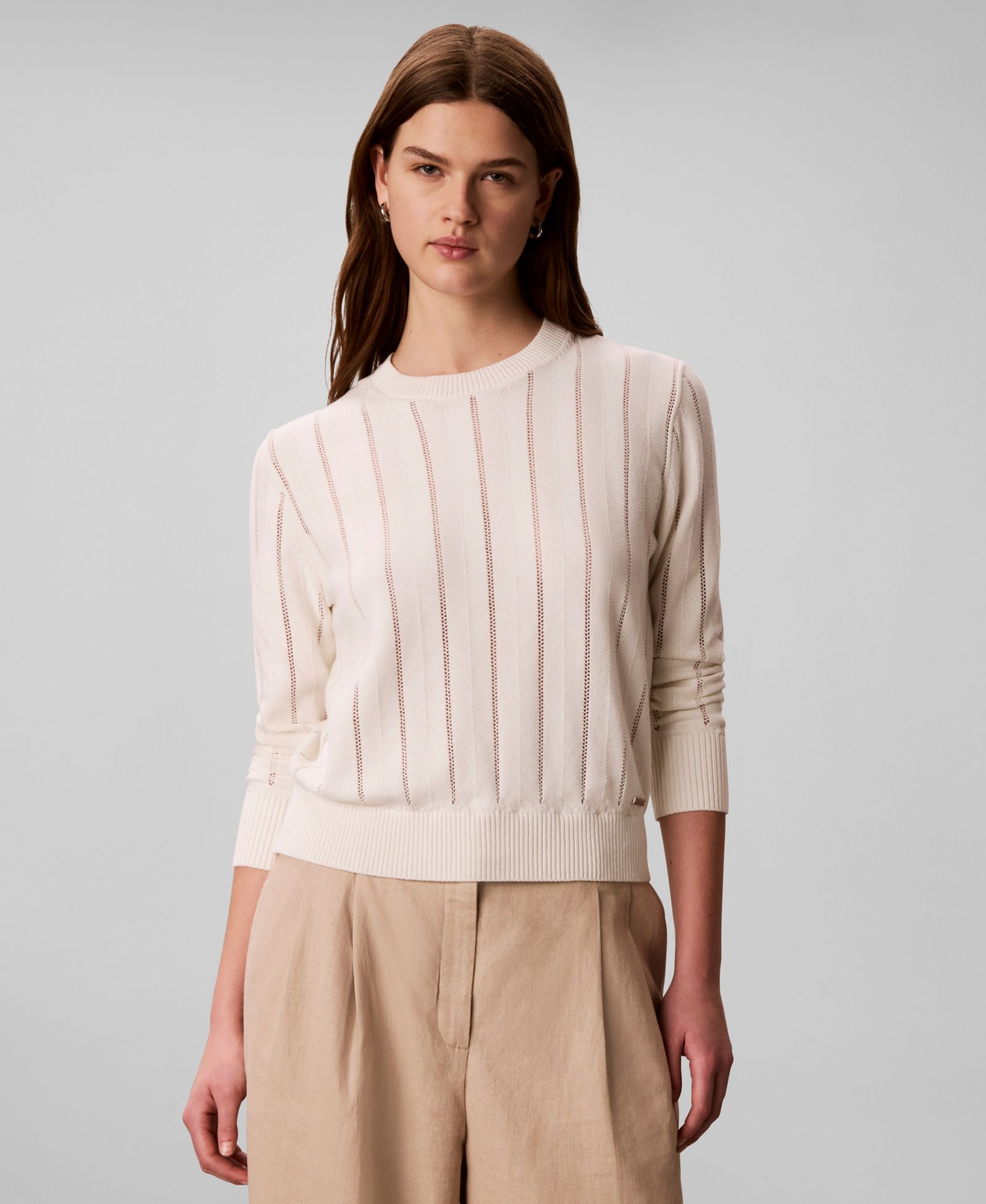 Calvin Klein Women's Long-Sleeve Relaxed-Fit Crew-Neck Sweater