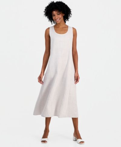 Женское полосатое платье без рукавов Eileen Fisher Striped Scoop-Neck