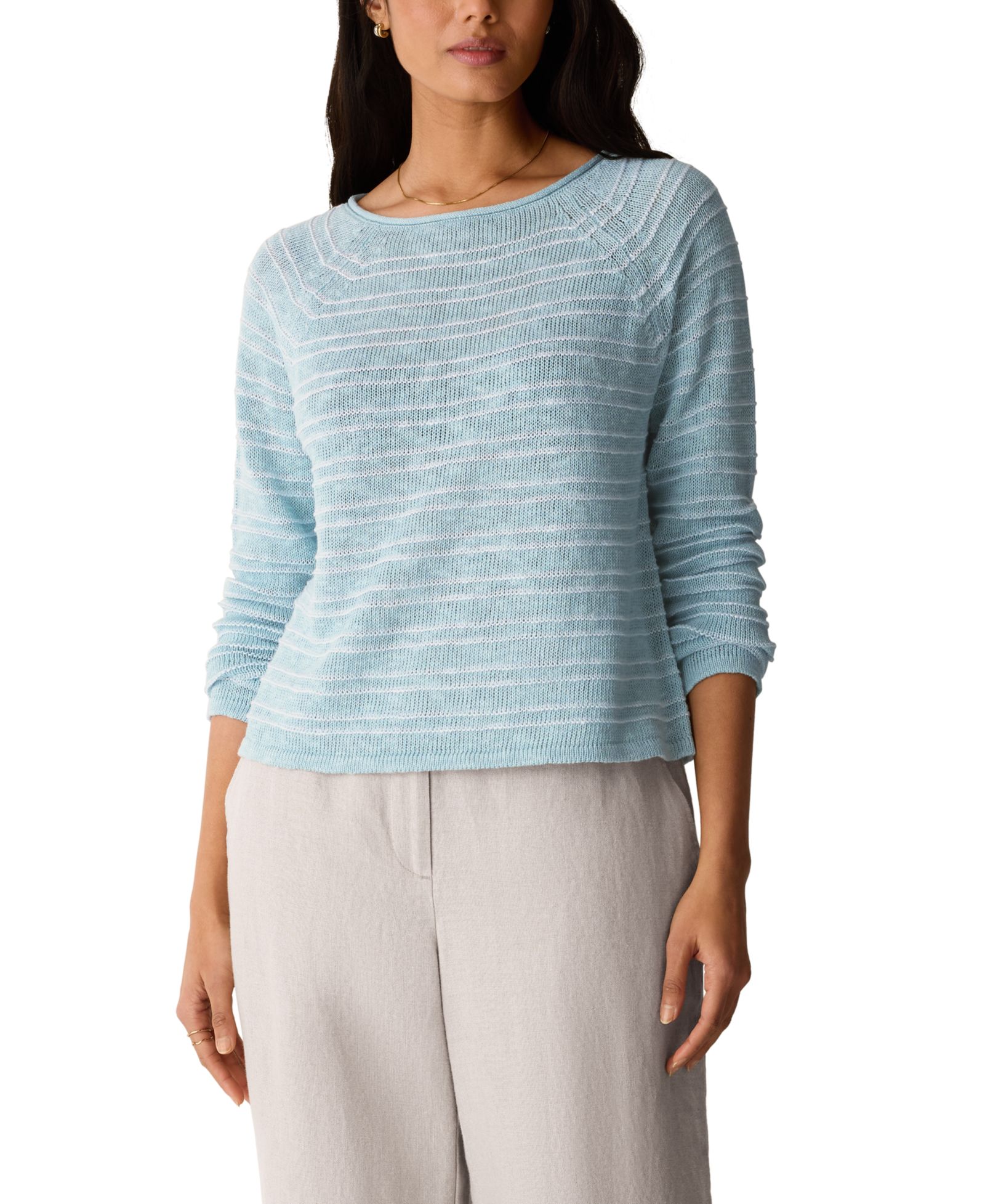 Eileen Fisher Women's Plus Size Bateau Neck Textured Sweater
