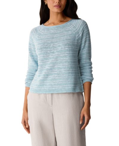 Eileen Fisher Women's Plus Size Bateau Neck Textured Sweater