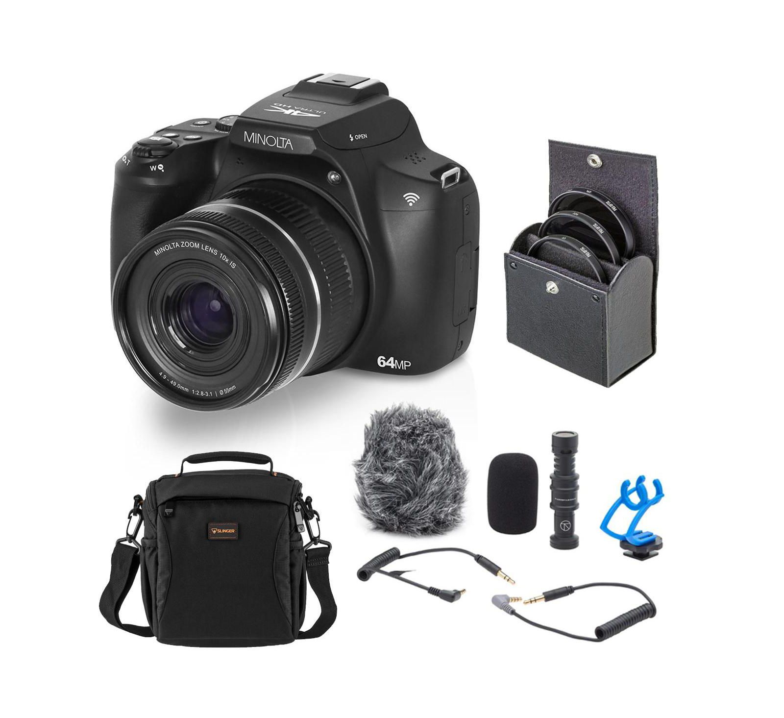 Цифровая камера Minolta MNB10Z 64MP с микрофоном, набором фильтров 49mm и сумкой на плечо