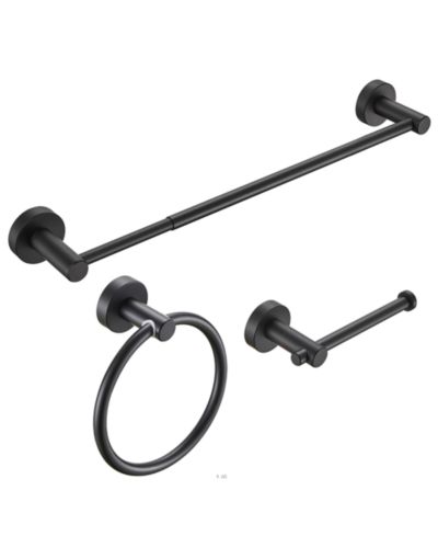 RAINSKEN Adjustable Bathroom Accessories Set, 3-Piece Towel Bar Set, Thicken Space Aluminum Bathroom Hardware Set -