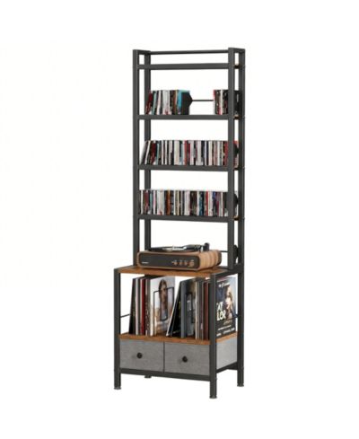YIGII 6-Tier CD DVD Vinyl Storage Tower with Drawers for Living Room