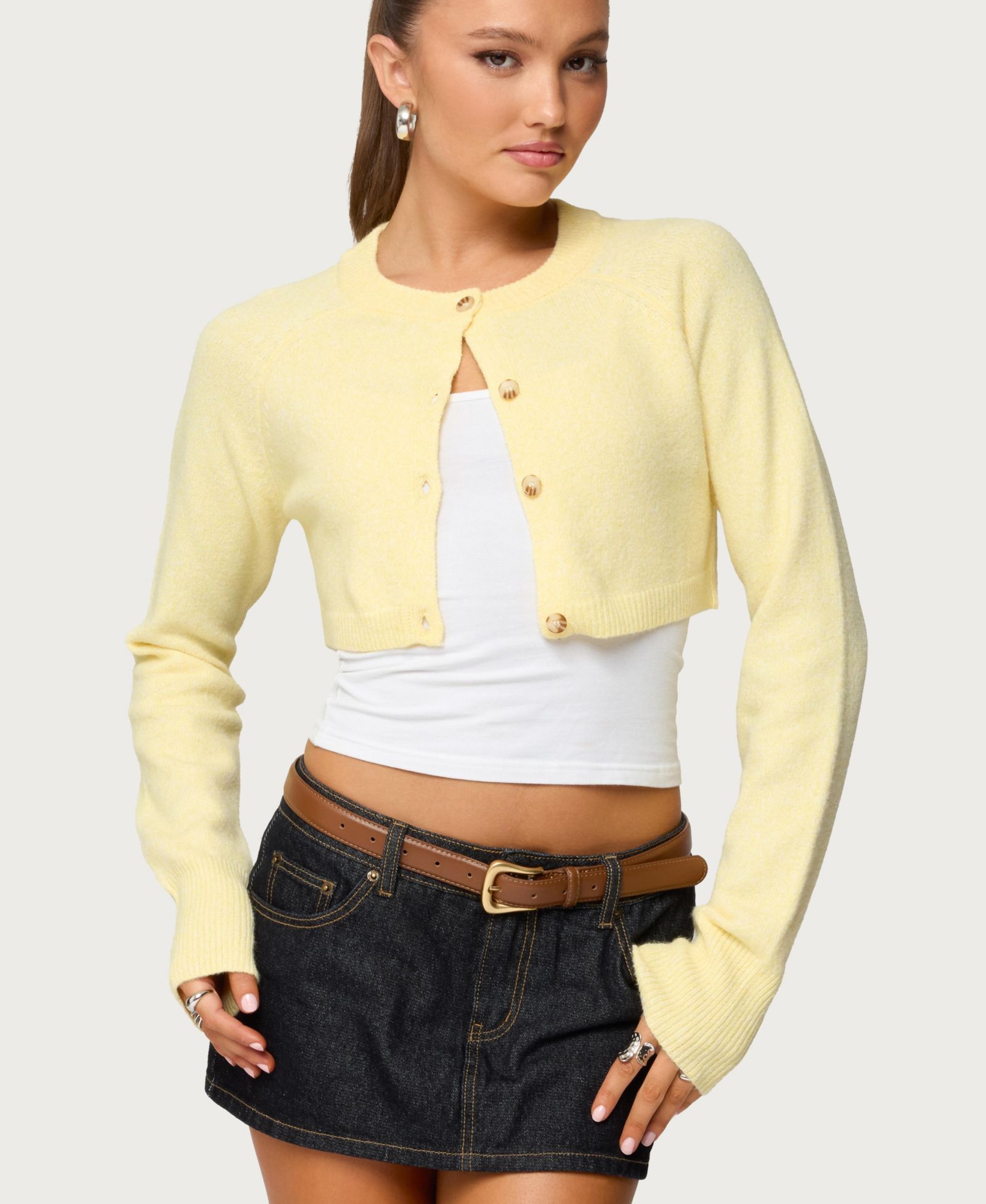 Edikted Women's Morgynne Cropped Knit Cardigan