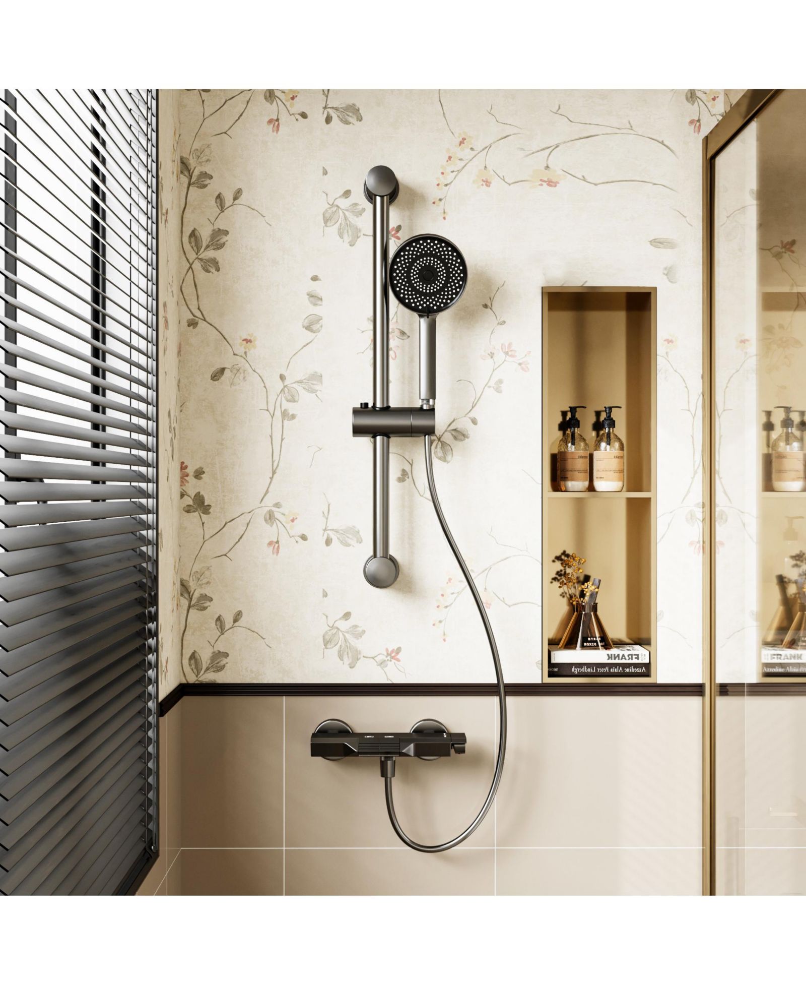 LALAHOO 1-Spray Adjustable Height Shower Faucet 2.5 GPM with Piano Button Control and Aluminum Valve