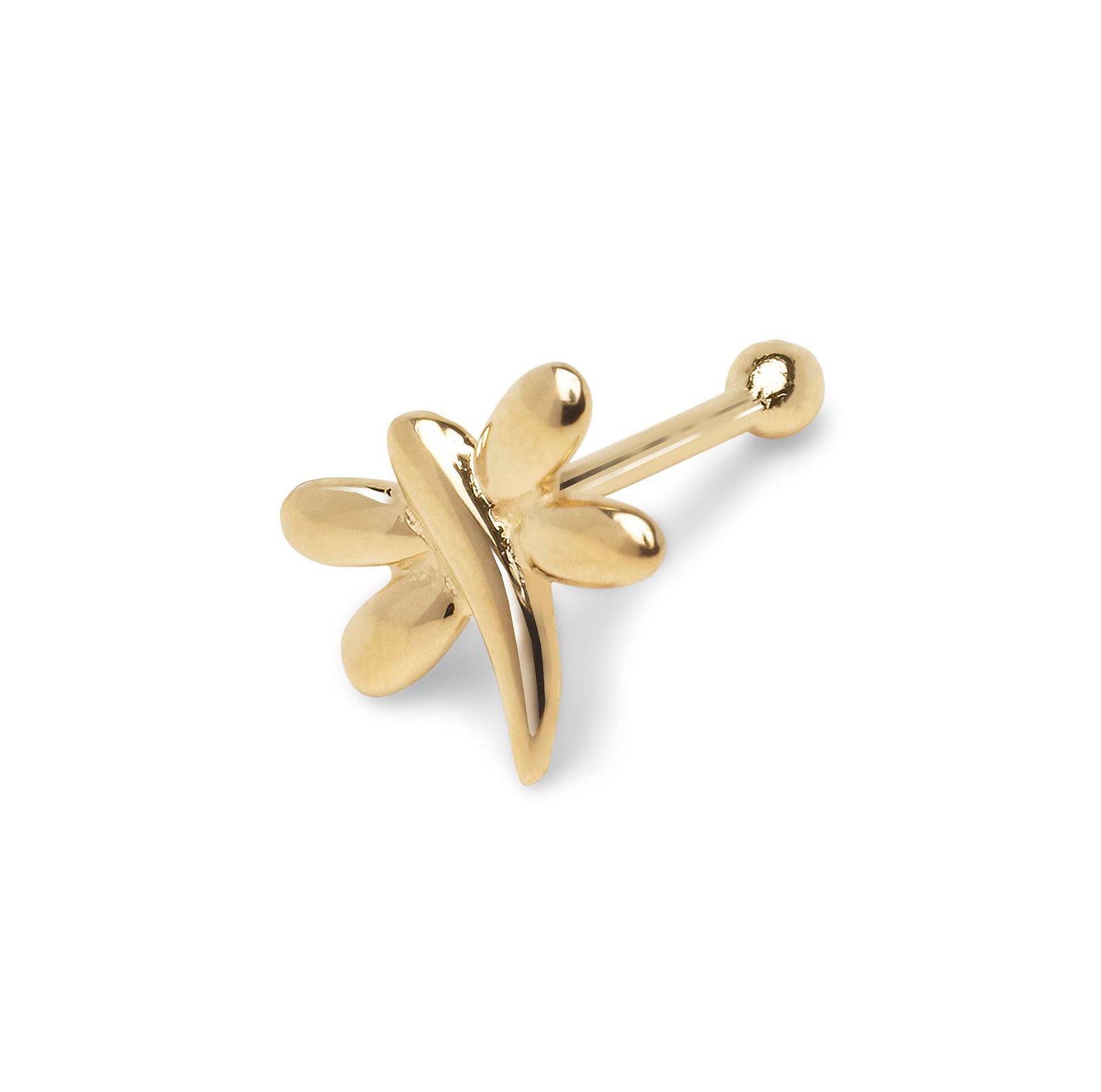 Кольцо-гвоздик для носа Curata Jewelry Solid 14k Gold 20G 6mm Polished Dragonfly