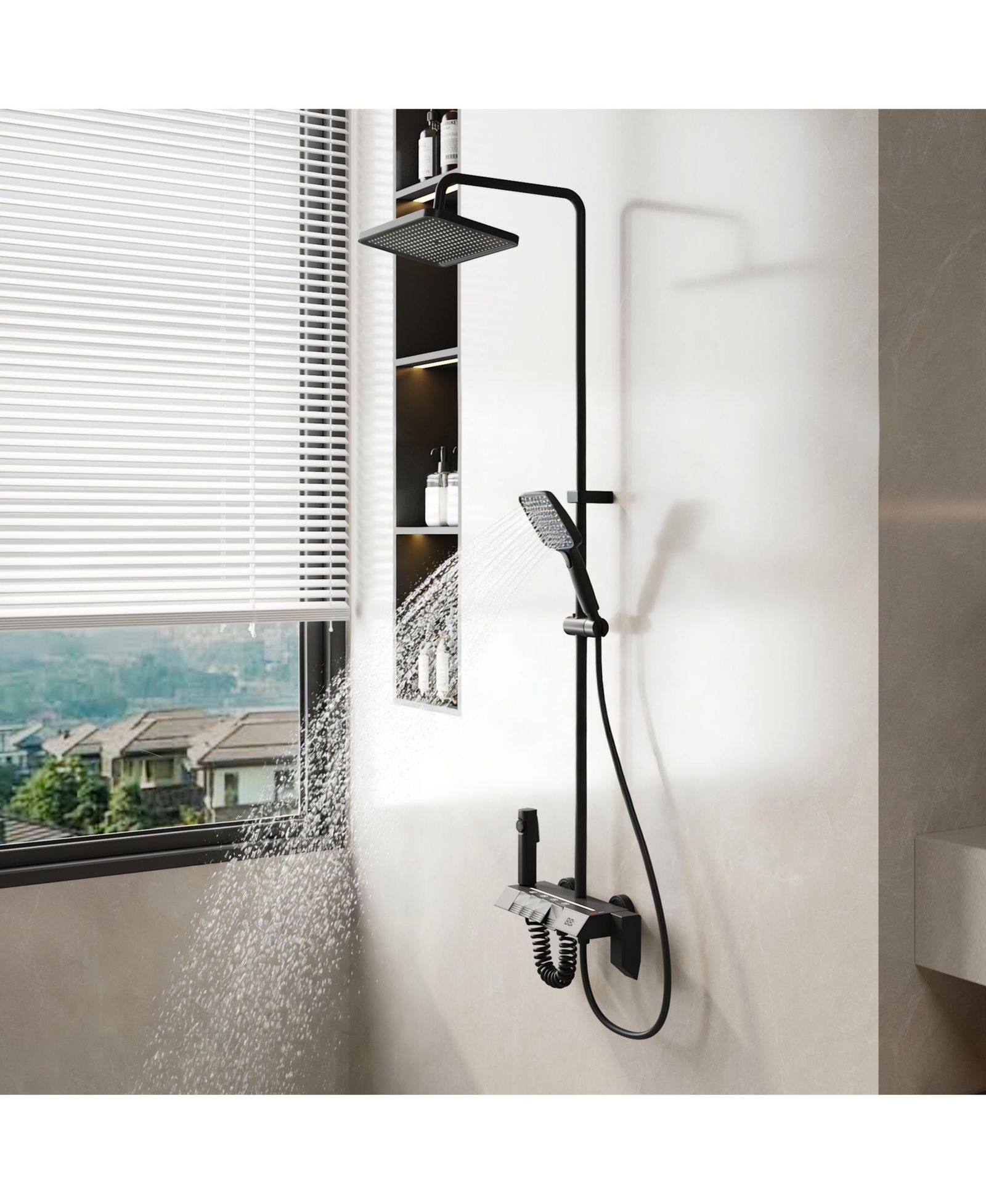LALAHOO 3-Spray Rain Shower Faucet 2.5 GPM with Handheld Shower Combo Kit, 11.81 in. Rain Shower Head