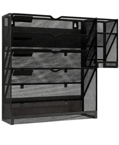 YIGII 5-Tier Magnetic File Organizer with Pen Holders for Efficient Desk or Wall Storage
