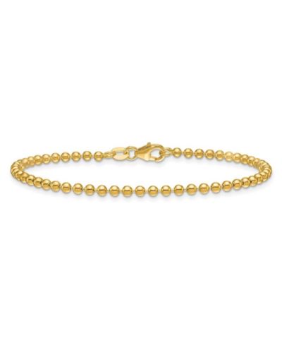 Curata Jewelry Solid 18k Yellow Gold Italian 7.25 Inch 2.5mm Bead Chain Bracelet Link Bracelet