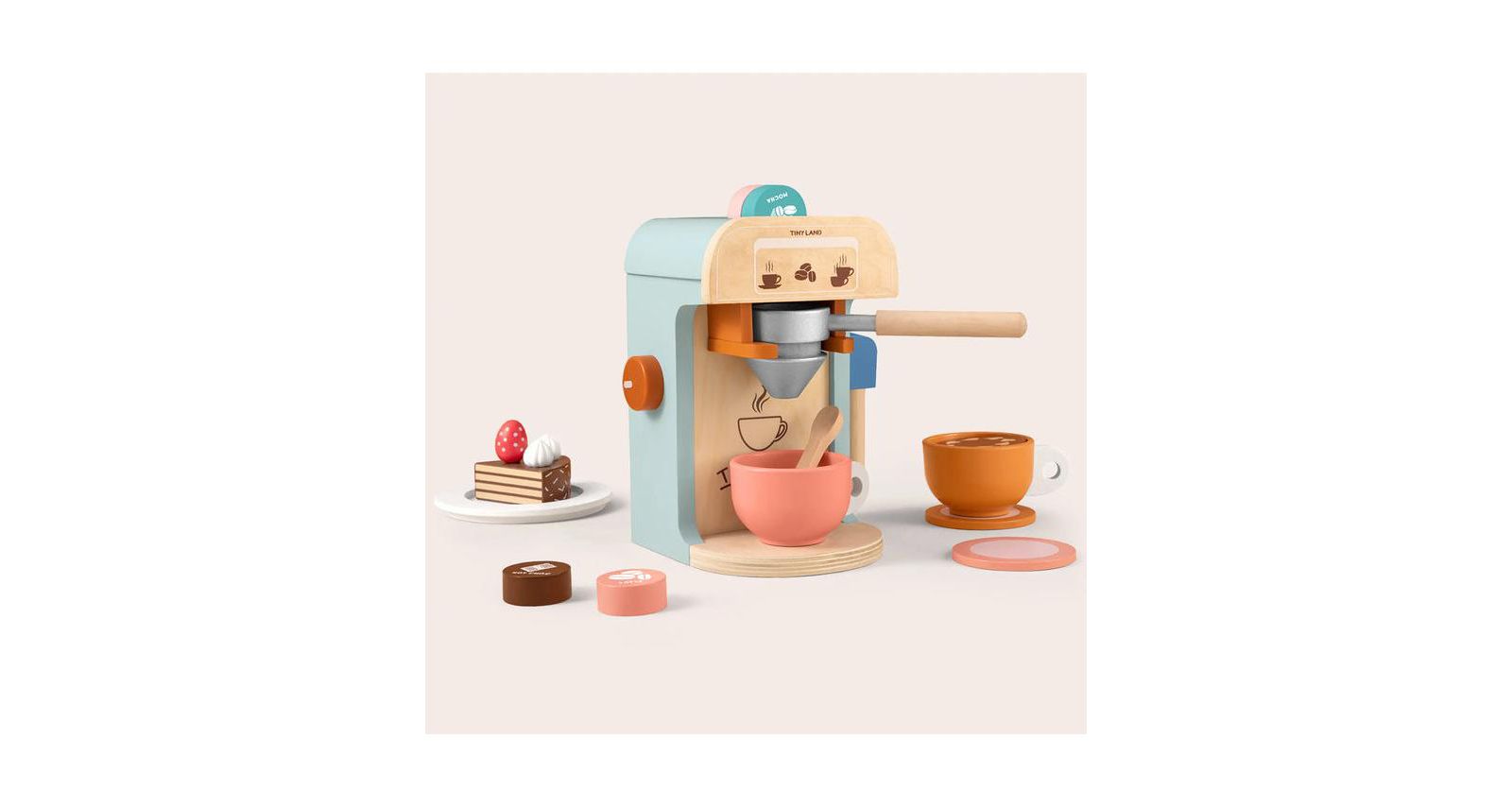 Tiny Land набор аксессуаров для игрушечной кухни Wooden Kids Play Coffee Maker Set