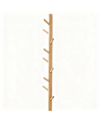 YIGII Oak Wood Wall-Mounted Coat Rack for Coats, Hats, Towels, Purse