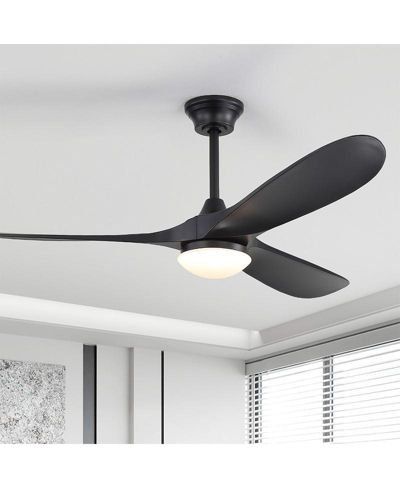 Sofucor 60-inch Modern Black  3-blade Ceiling Fan Light With Remote Control Supports Mobile Phone Connection And Voice Function