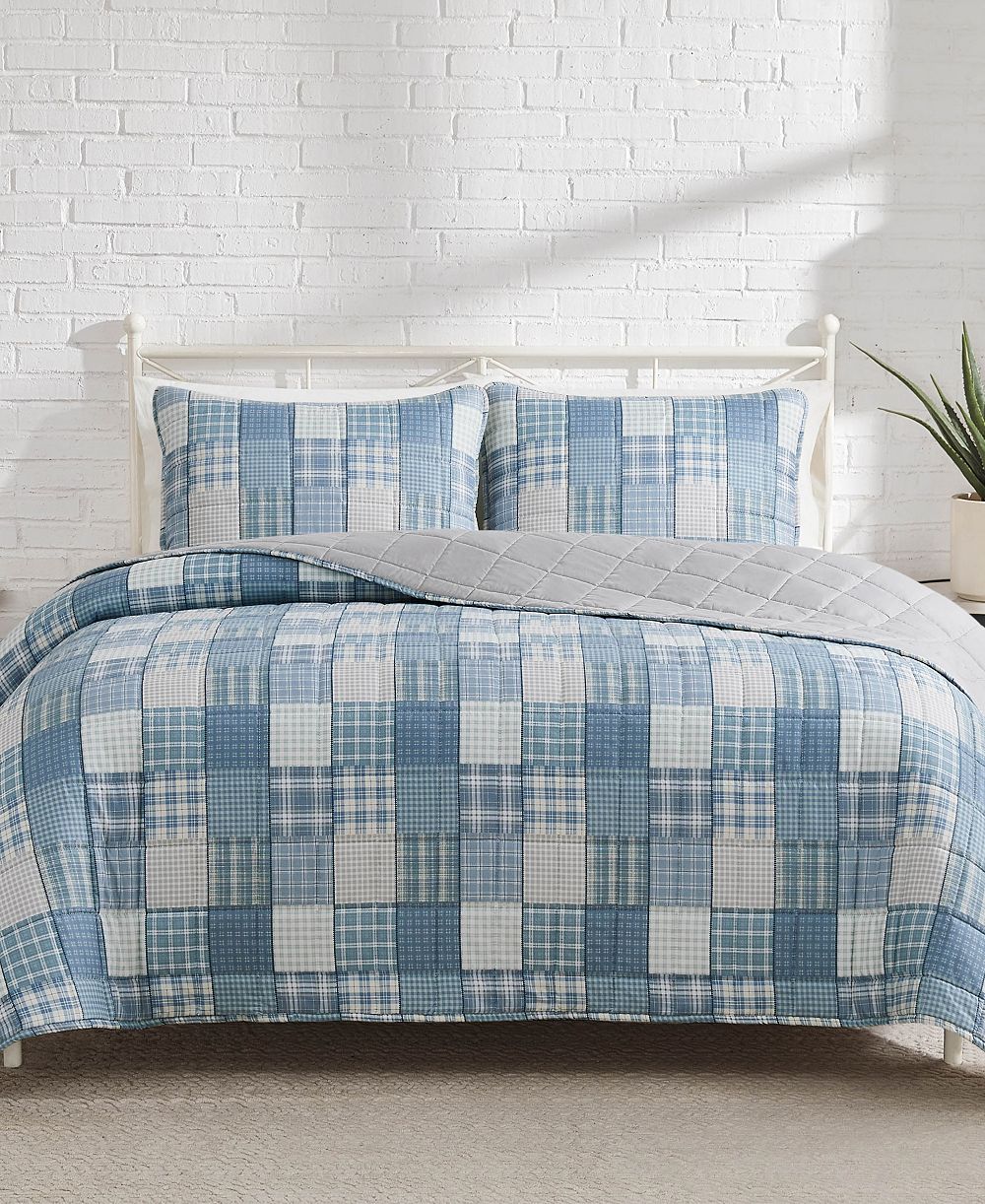Lucky Brand Plaid Patchwork Reversible 3-Pc Quilt Set, Full/Queen