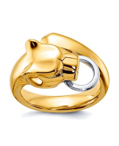 Curata Jewelry Solid 18k Two-tone Gold Adjustable Polished Panther кольцо