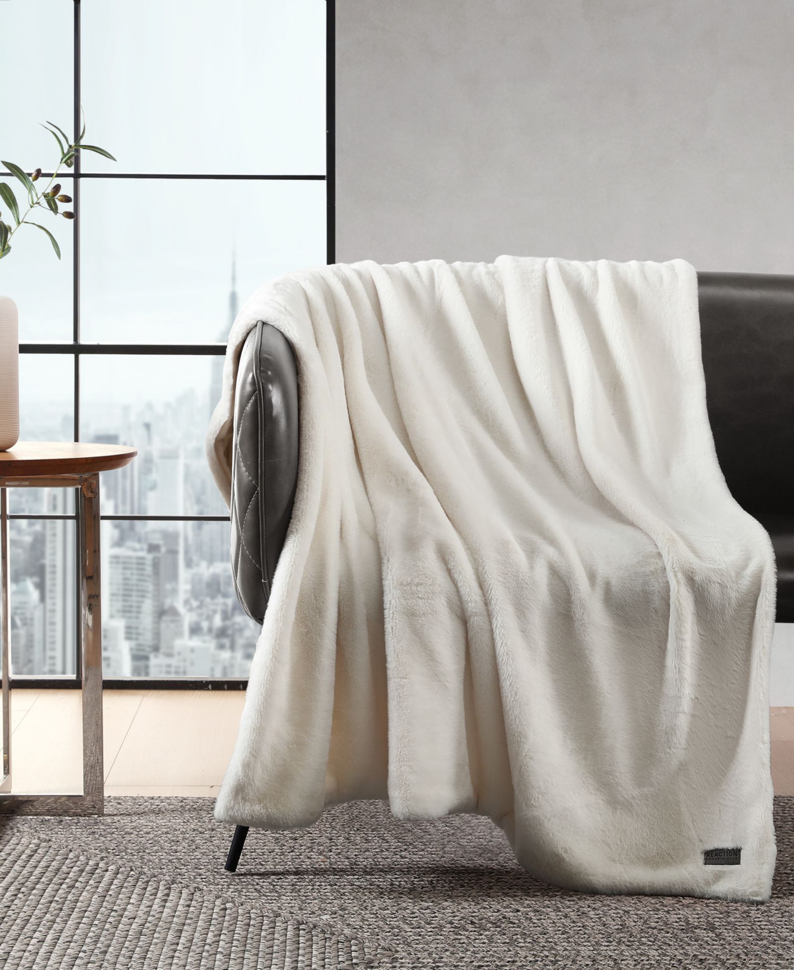 Kenneth Cole Reaction Solid Faux Fur Throw, 60x50