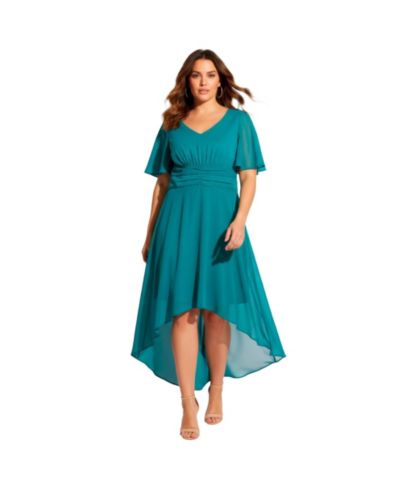 AVENUE Women's High-Low Midi Dress