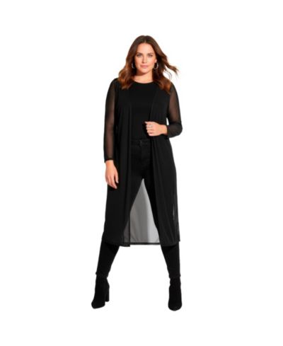 Avenue Women's Plus Size Long Sleeve Mesh Duster