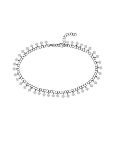 Curata Jewelry браслет на ногу 10 дюймов, стерлинговое серебро 925, родированное, с подвеской в форме ромба, регулируемый
