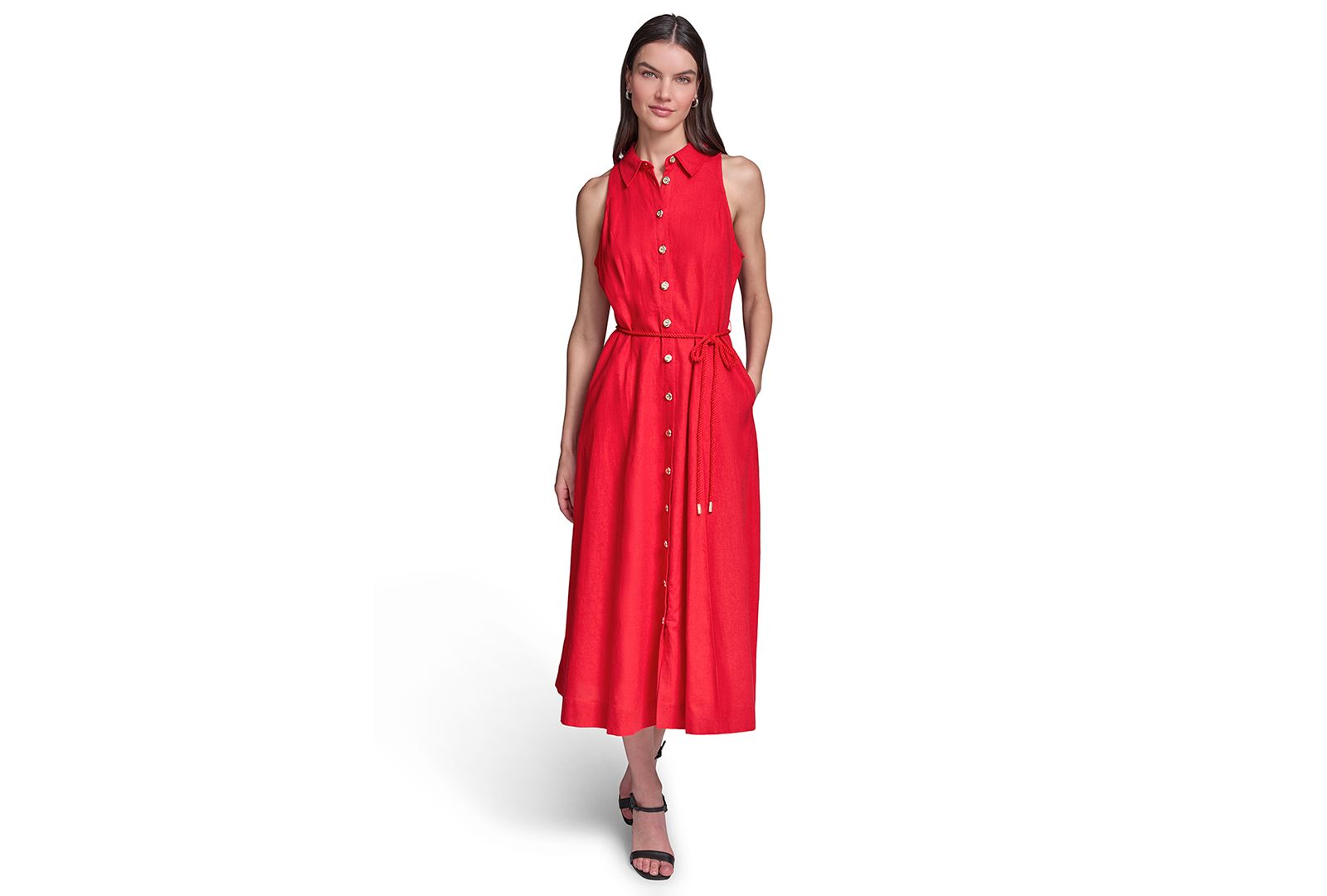 Женское платье-рубашка KARL LAGERFELD PARIS Women's Collared with Rope Belt