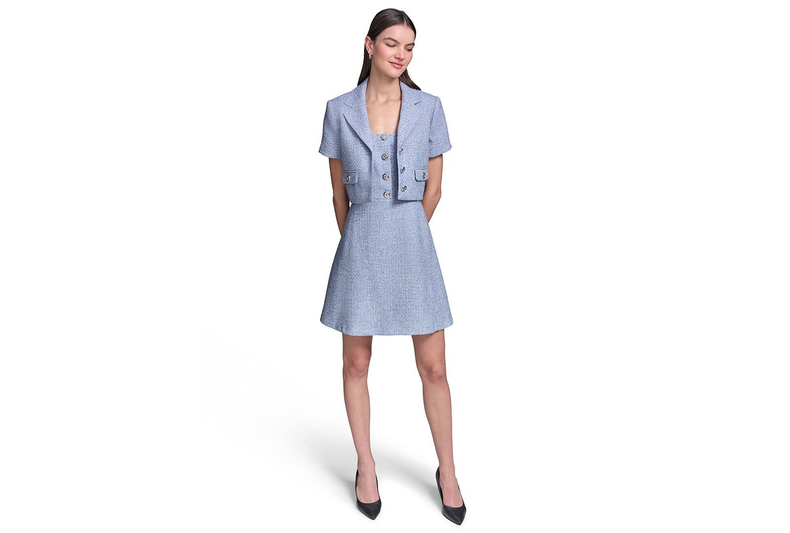 KARL LAGERFELD PARIS Women's Cropped Tweed Jacket