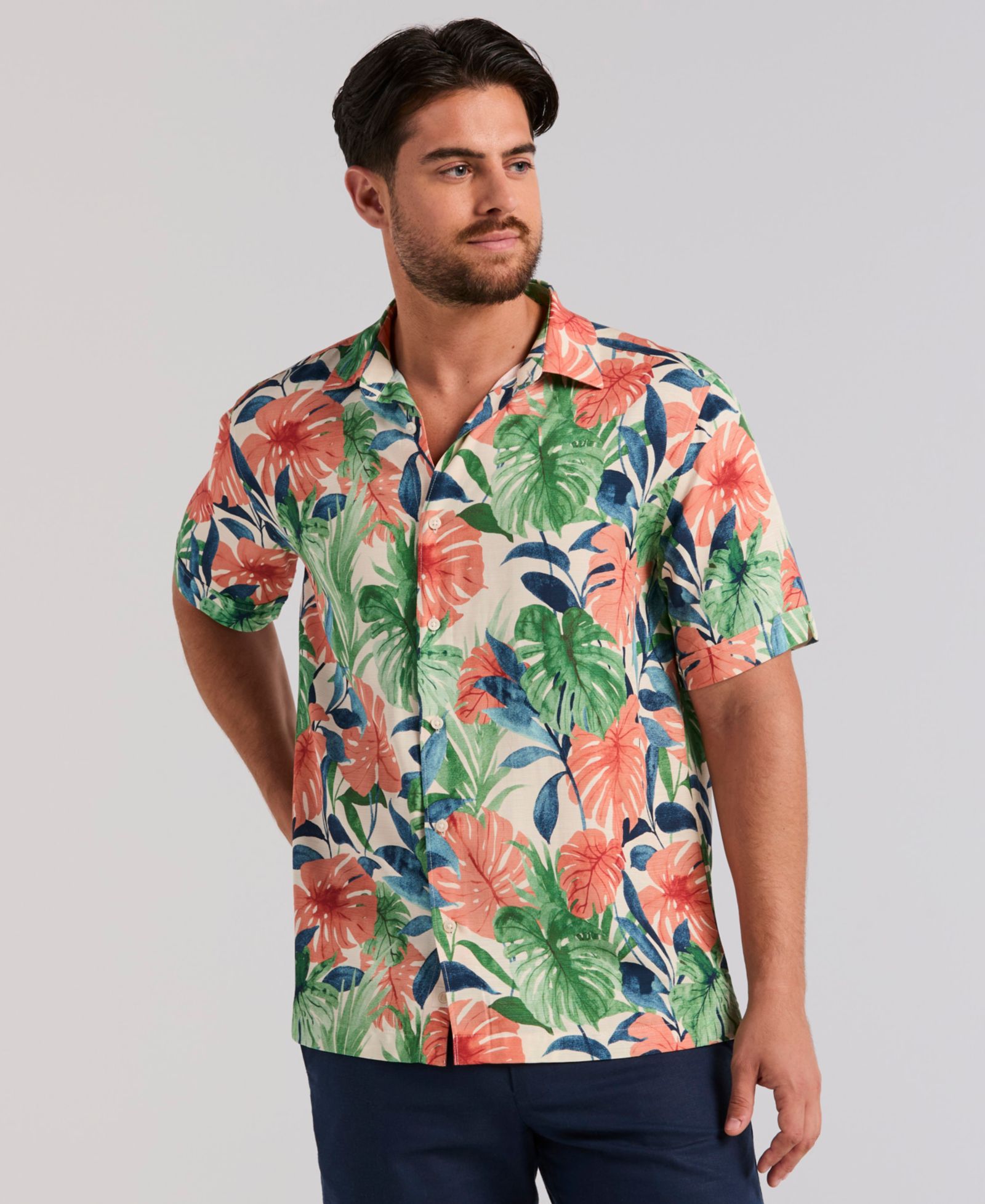 Cubavera Men's Botanical Print Viscose Shirt