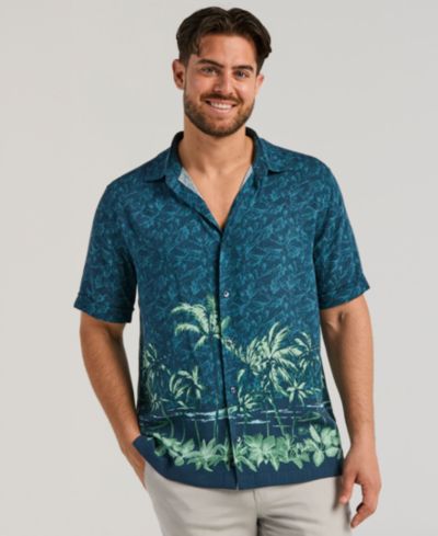 Мужская рубашка Cubavera Men's Tropical Horizon Print Shirt