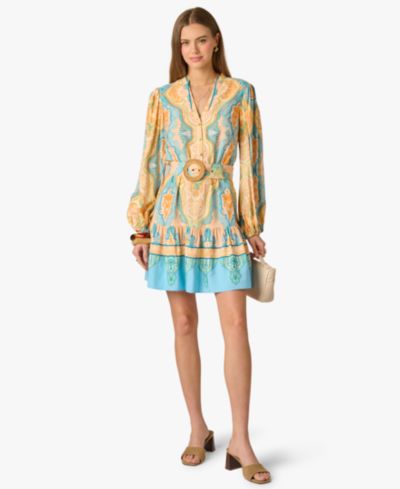 Женское короткое платье Adrianna V-Neck Printed