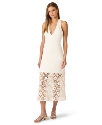 Adrianna Women's V-Neck Crochet Midi Dress