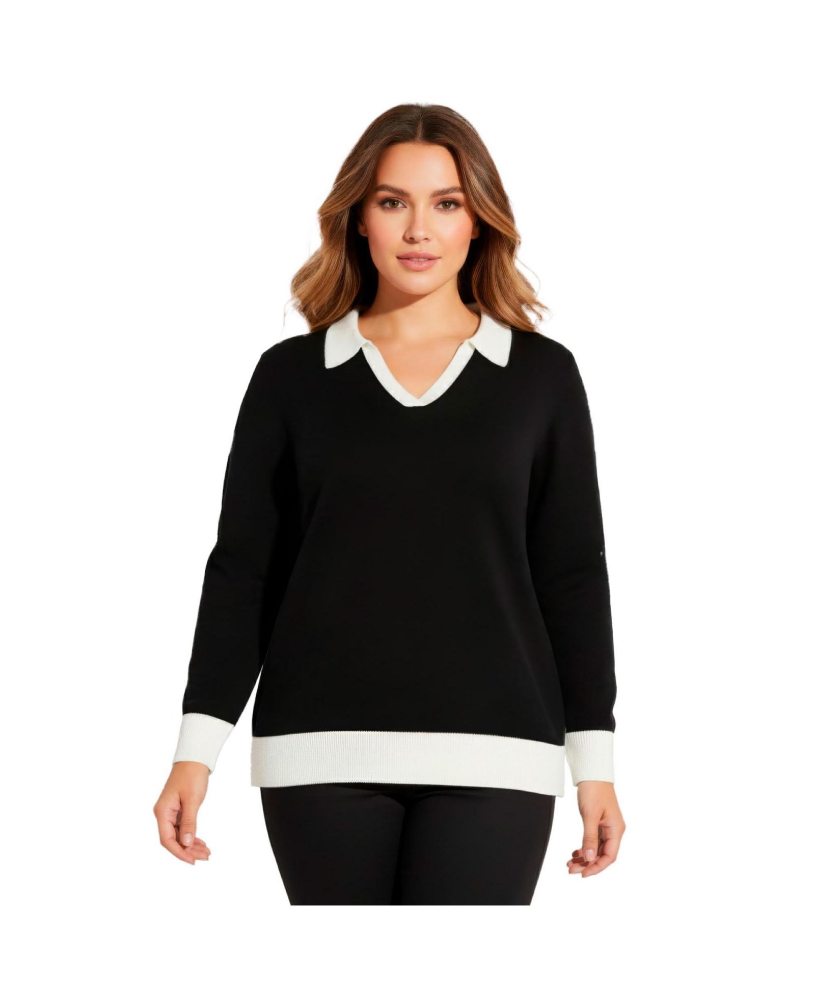 Джемпер Plus Size AVENUE Color Block Polo