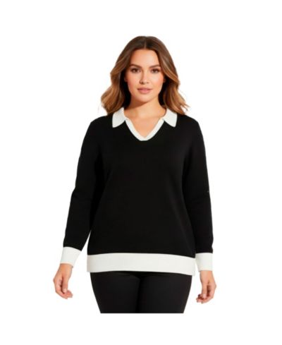 Джемпер Plus Size AVENUE Color Block Polo