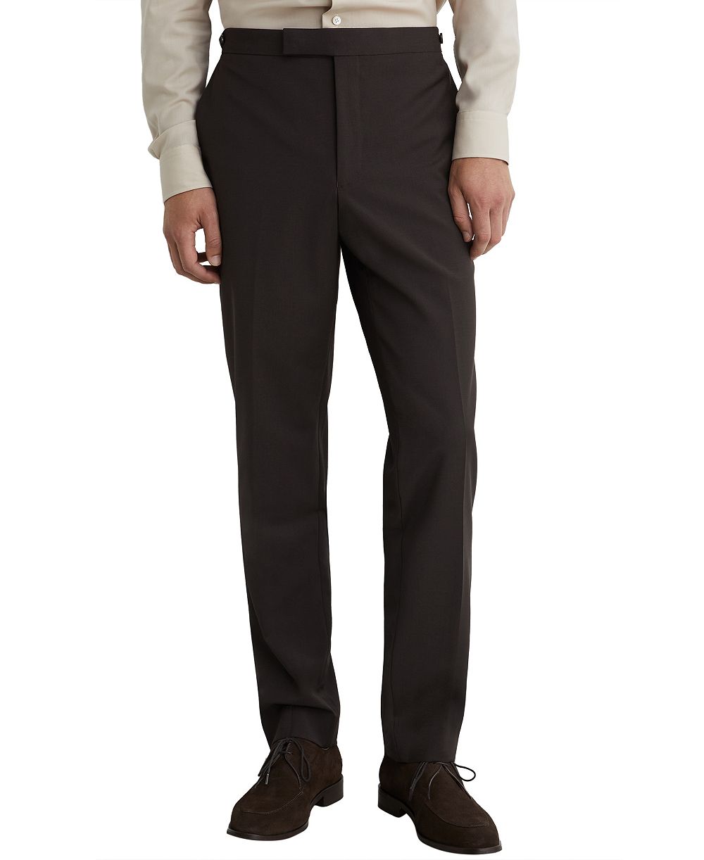 REISS Men's Dream Side-Adjuster Tailored-Fit Wool-Blend Pants
