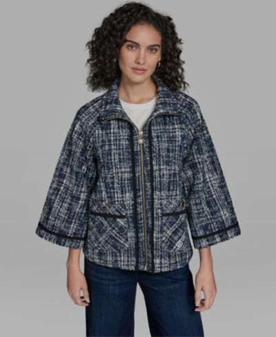 KARL LAGERFELD PARIS Women's Zip front A-line Jacket