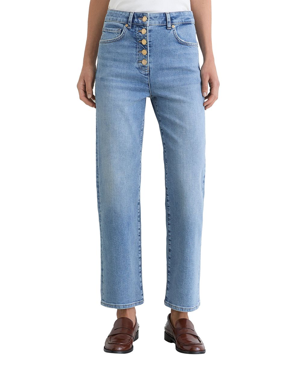 REISS Petite Lana High-Waisted Straight-Leg Cropped Jeans, 25" Inseam