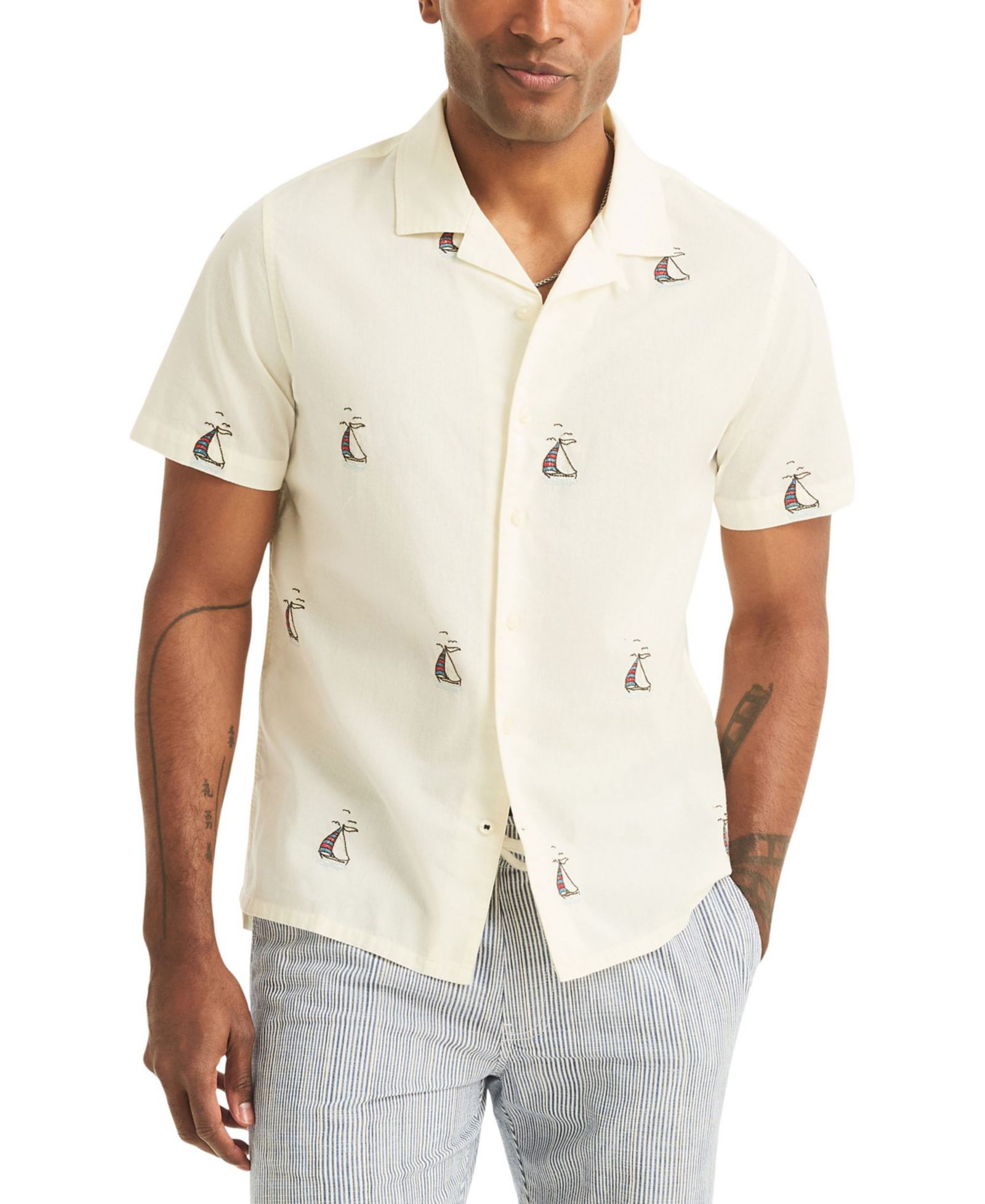 Nautica Men's Short-Sleeve Camp Collar Shirt