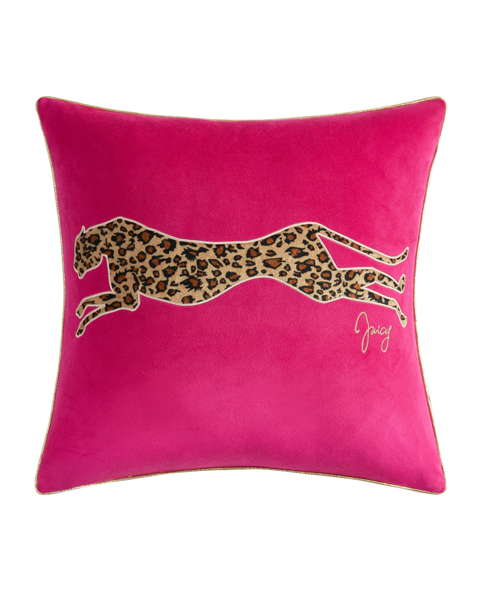 Juicy Couture Декоративная бархатная подушка с принтом леопард, 18" x 18"