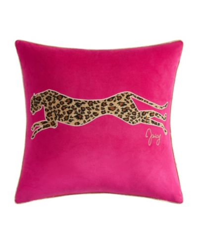 Juicy Couture Декоративная бархатная подушка с принтом леопард, 18" x 18"