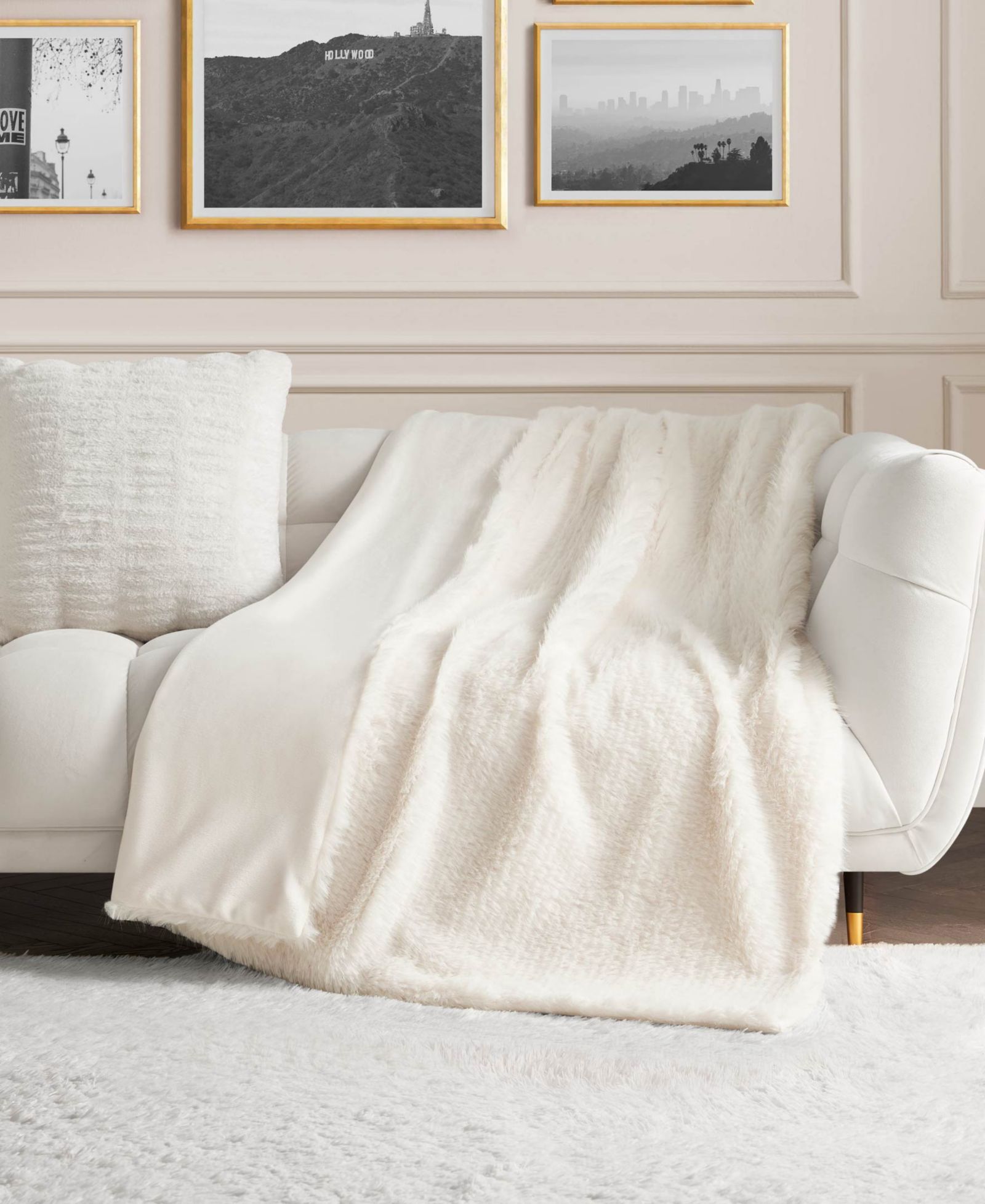 Juicy Couture Eyelash Solid Faux Fur Throw, 50" x 70"