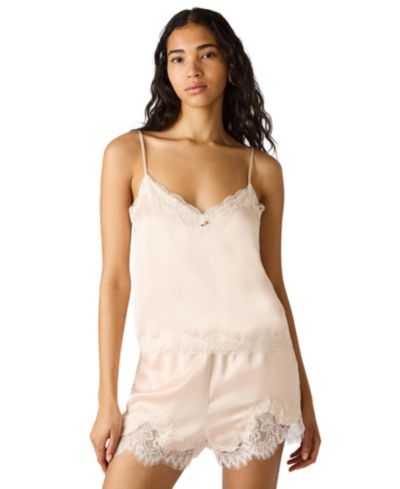 Steve Madden Women's Delany Lace Trim Satin Top
