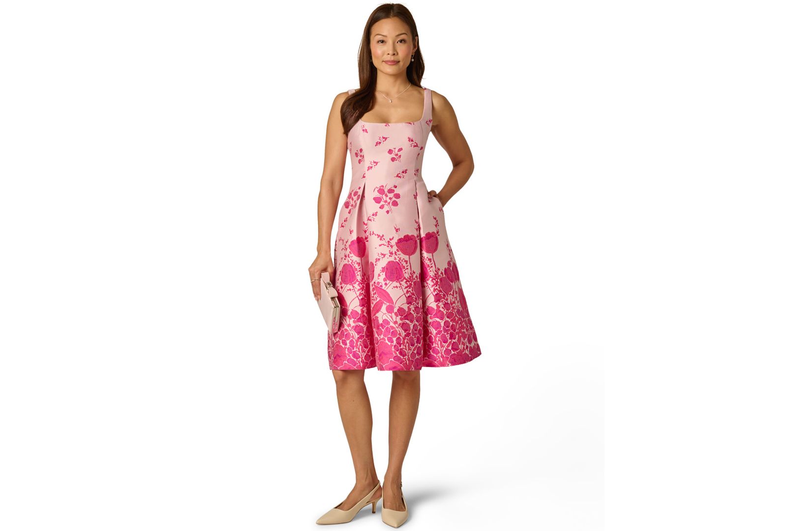 Adrianna Papell Women's Floral Print Fit & Flare Jacquard Dress