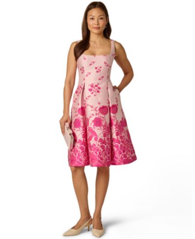 Adrianna Papell Women's Floral Print Fit & Flare Jacquard Dress
