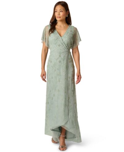 Adrianna Papell Women's Surplice V-Neck Bead Dress