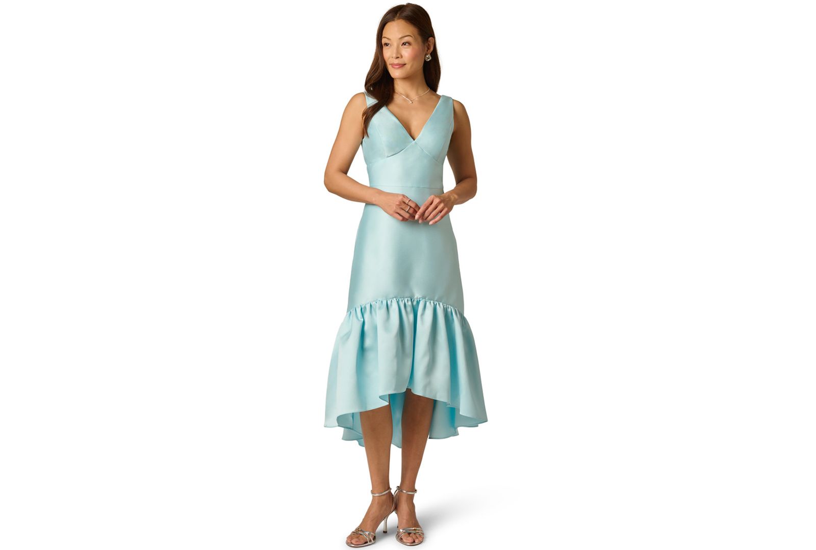 Adrianna Papell Women's Tie Mikado V-Neck Midi Dress