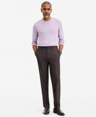 Tallia Men's Classic-Fit Brown & Blue Check Suit Separate Pants